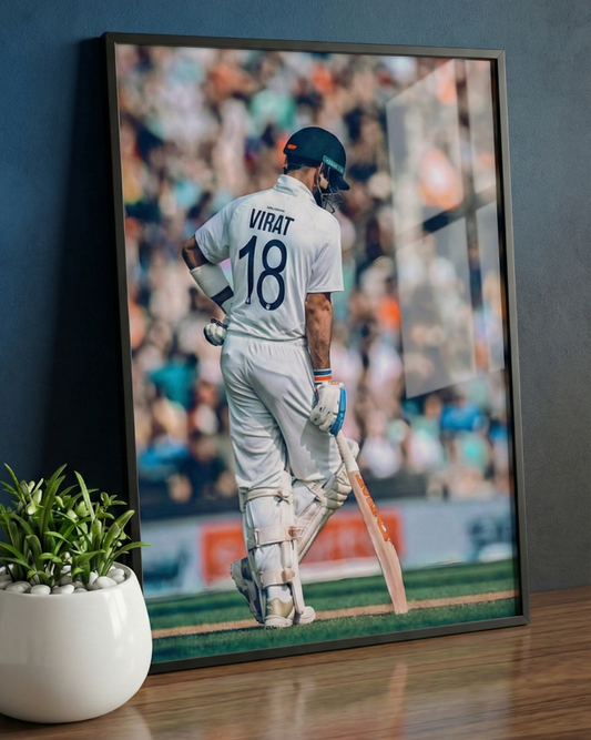 Test Cricket King Virat Kohli — Framed Art– Cricket Legend Art Print -A4