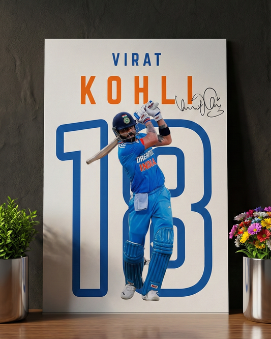 Chase Master Virat Kohli Autograph — Framed Art– Cricket Legend Art Print -A4