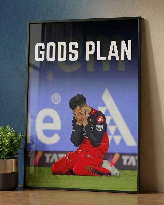 GODS PLAN Virat Kohli - RCB Champion — Premium Tabletop Framed Art– Cricket Legend Art Print (Copy)