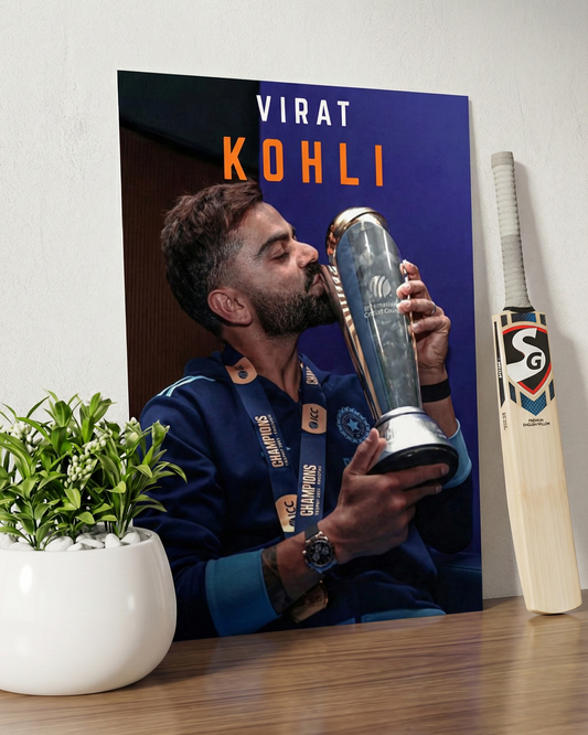 T20i World Cup Champion Virat Kohli — Framed Art– Cricket Legend Art Print -A4