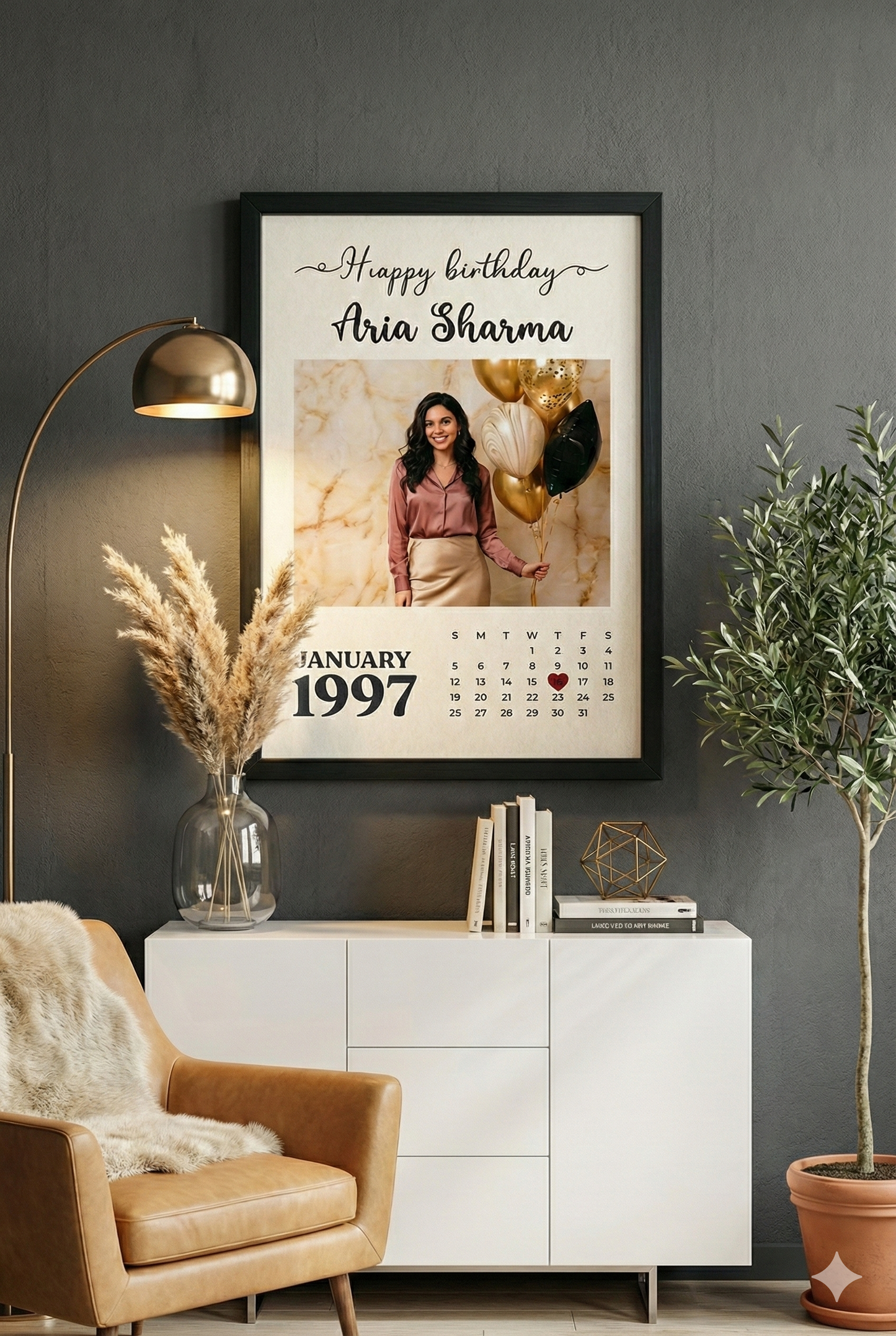 Personalized Birthday Calendar Frame – Custom Photo Wall Art Gift -A4