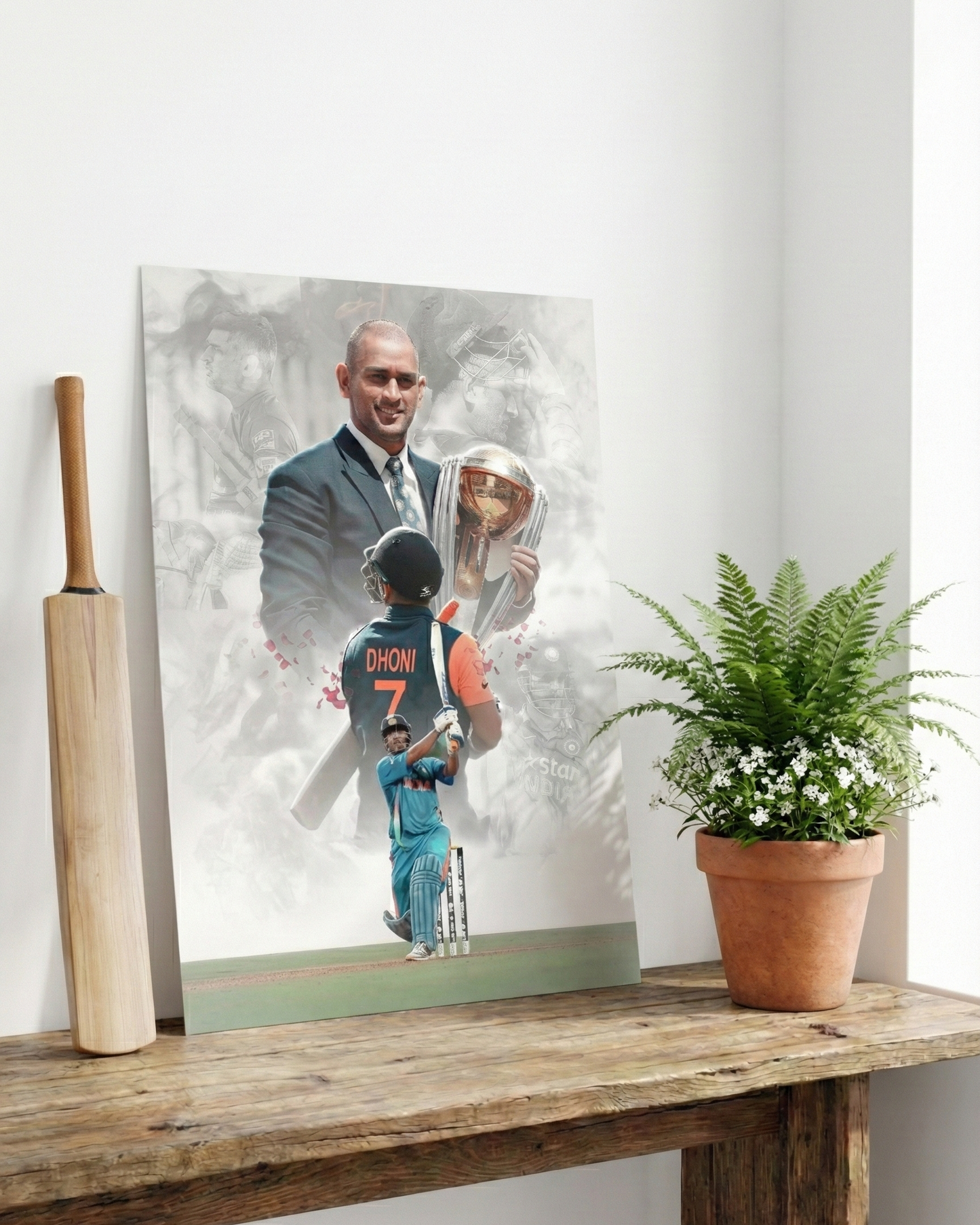 MS Dhoni Framed Poster A4 Size