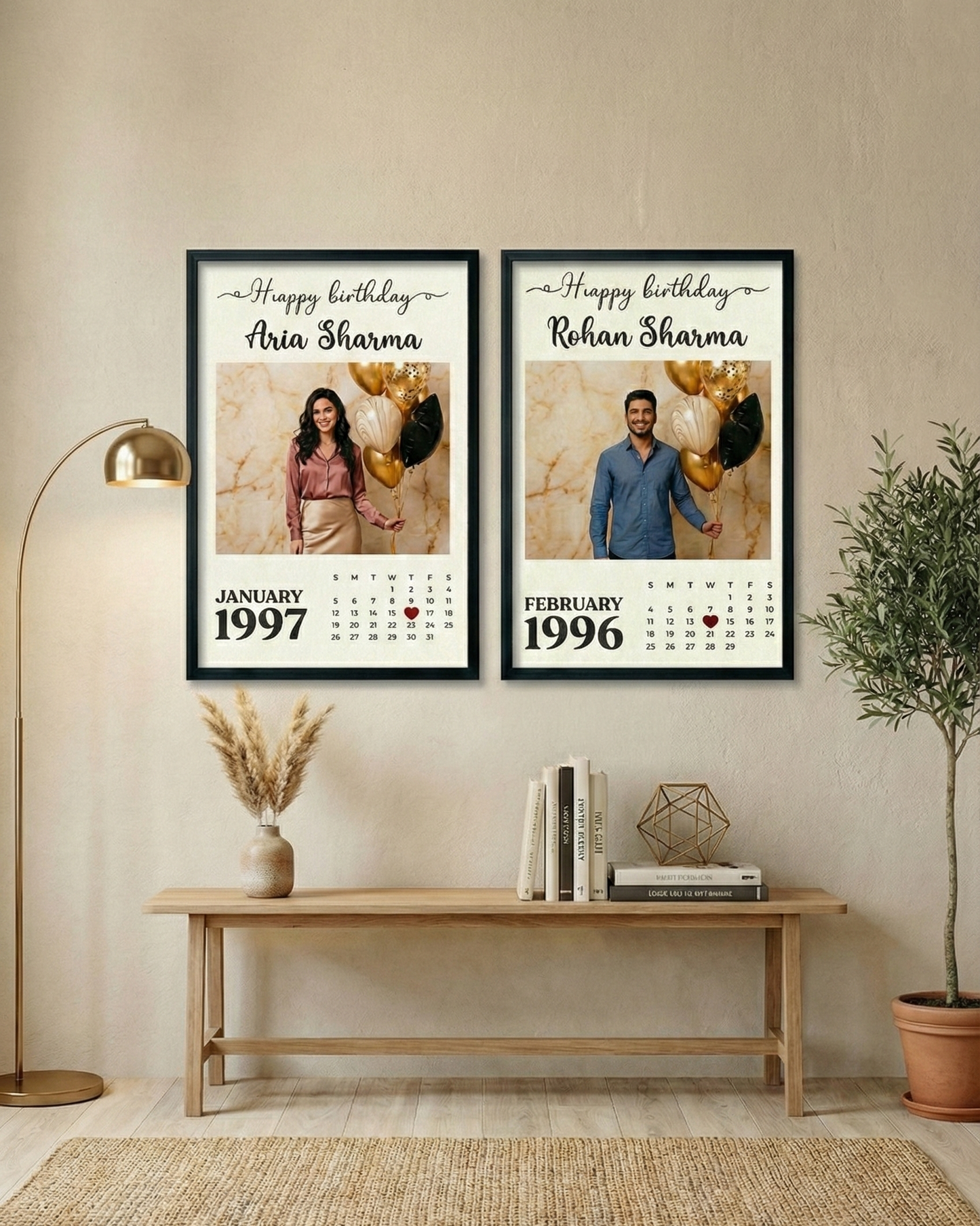 Personalized Birthday Calendar Frame – Custom Photo Wall Art Gift -A4