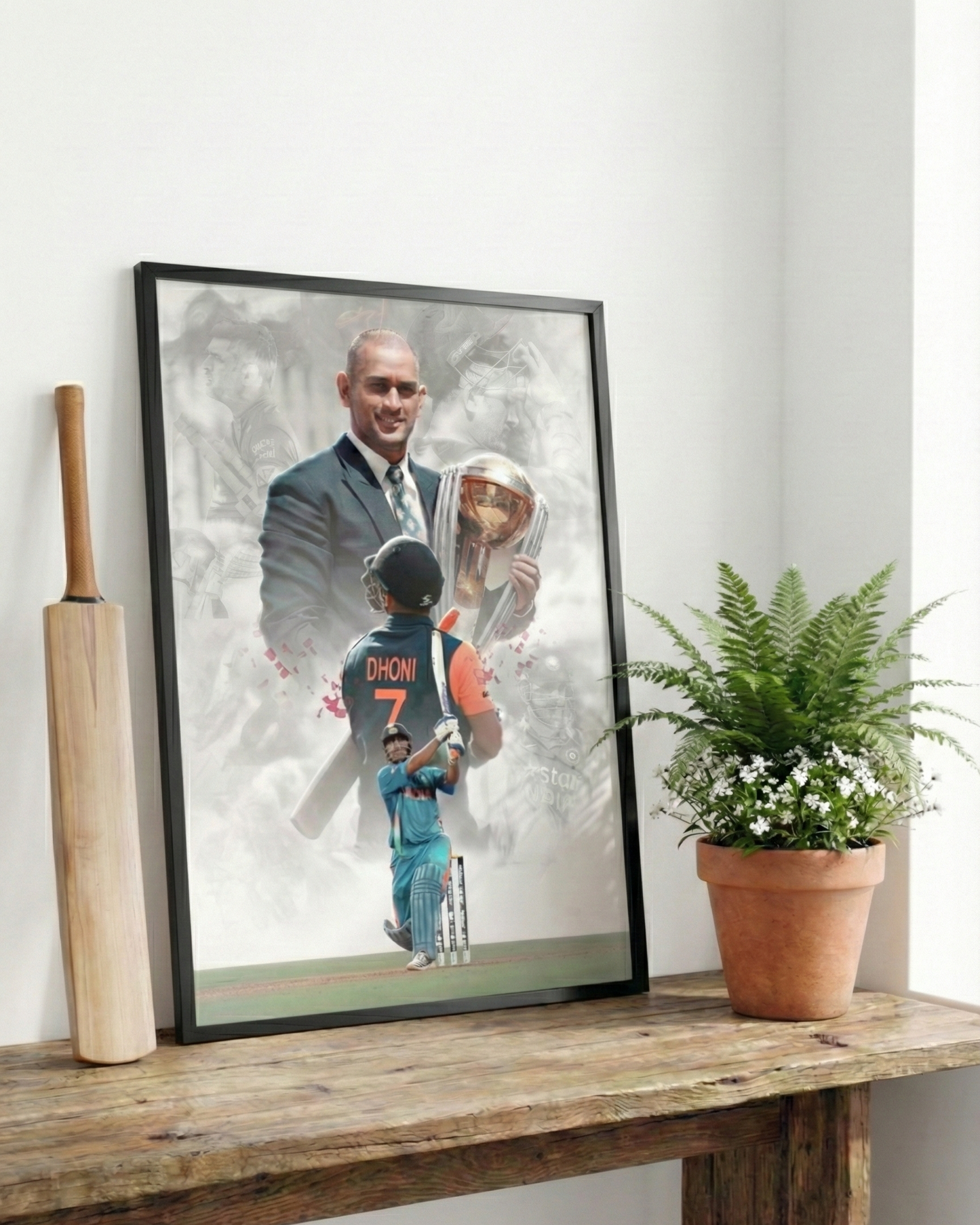 MS Dhoni Framed Poster A4 Size