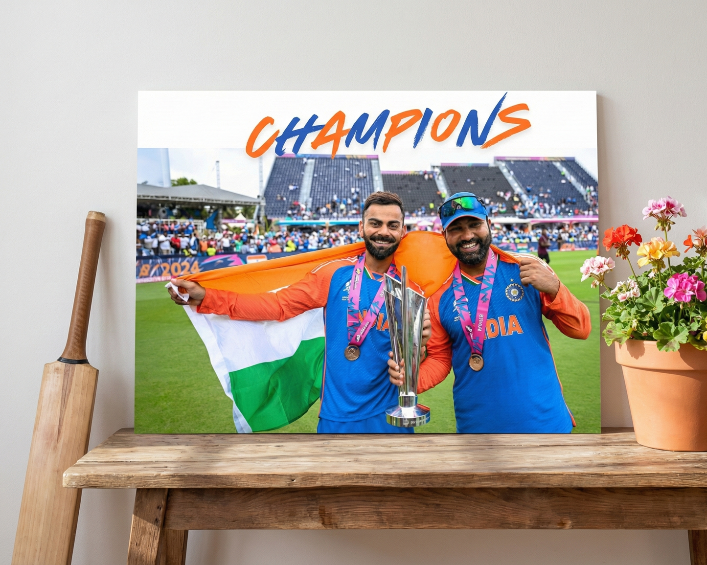 Champions of India – Victory Celebration Cricket Poster - RoKo