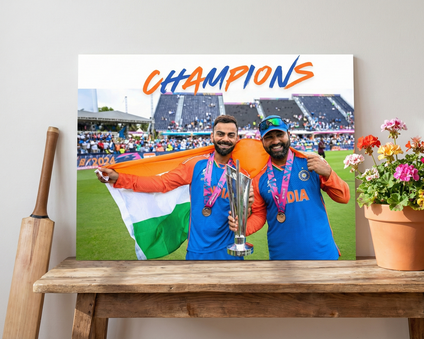 Champions of India – Victory Celebration Cricket Poster - RoKo