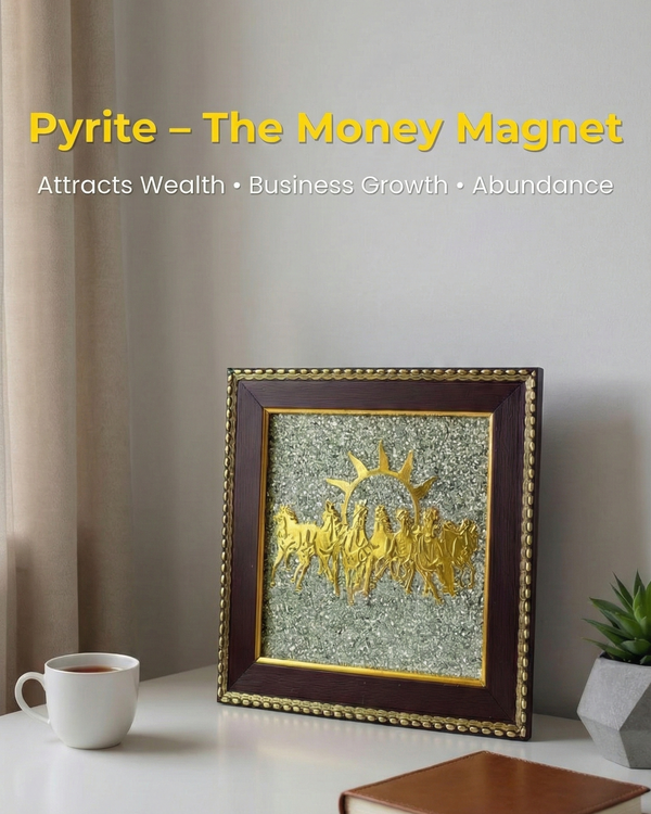 HEALING ZONE 7 Horses on Raw Pyrite Frame