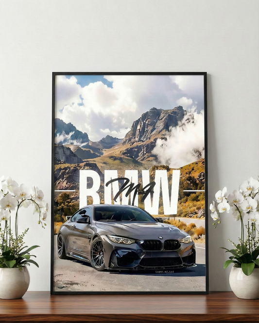 BMW M4 Framed Poster – A4 Size